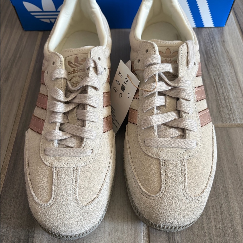 Women’s Adidas Samba OG LE Shoes - Off White Copper Metallic JQ2106 - Picture 5 of 7